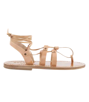 ACHILLE ANKLE TIED FLAT SANDALS NATURAL