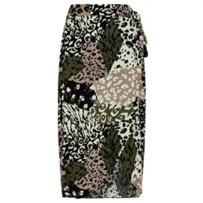 Apricot Women's Apricot Animal Floral Patchwork Wrap Midi Skirt