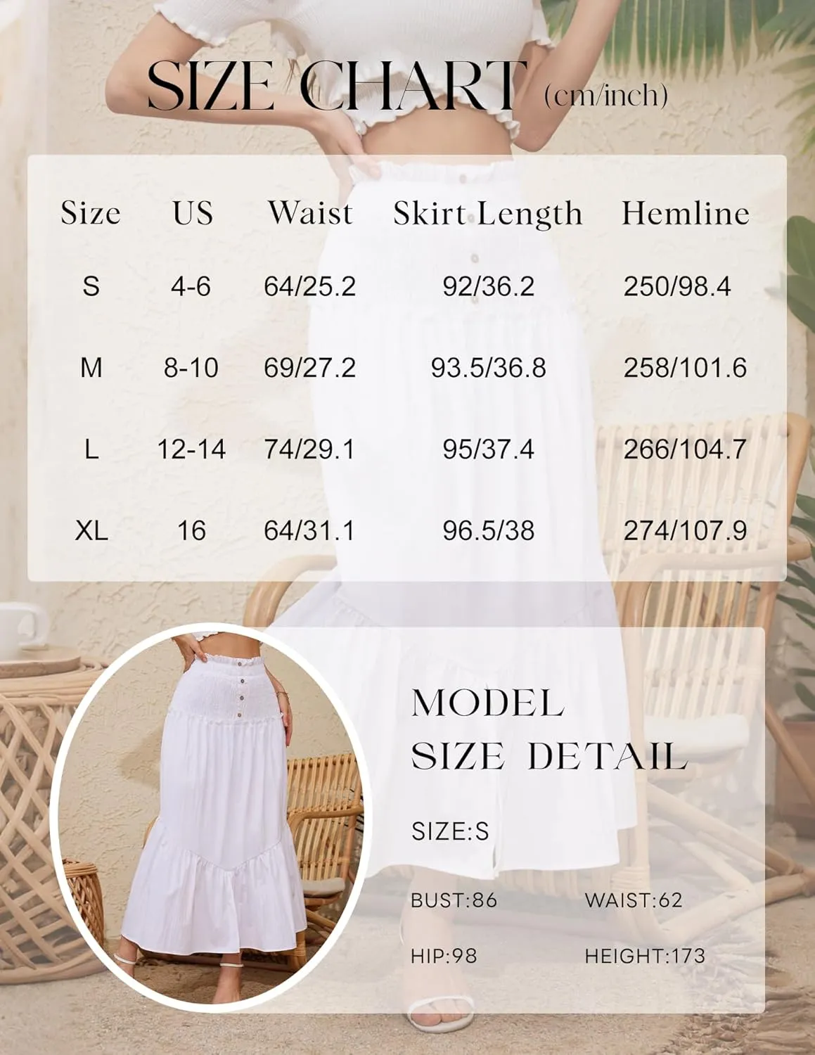 BeryLove Women’s Summer Boho Flowy Tiered A-Line Midi Skirt 2025 Fashion Elastic Waist Pleated Long Beach Skirt