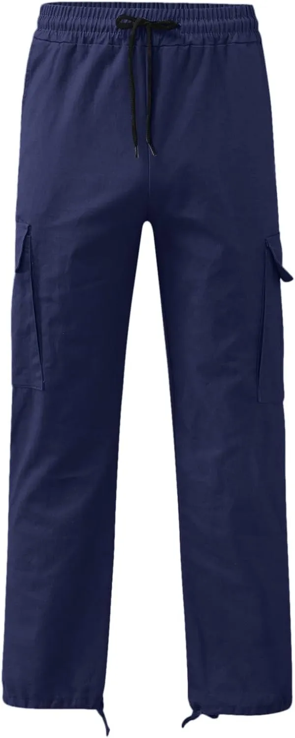 Cargo Pants for Men Big and Tall Sweatpants Workout Sports Pant Men's Cargo Pants Elastic Waist Joggers Solid Casual