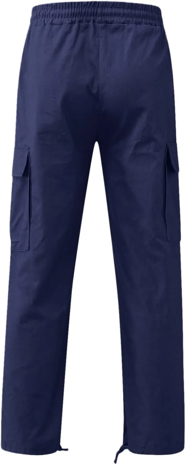 Cargo Pants for Men Big and Tall Sweatpants Workout Sports Pant Men's Cargo Pants Elastic Waist Joggers Solid Casual