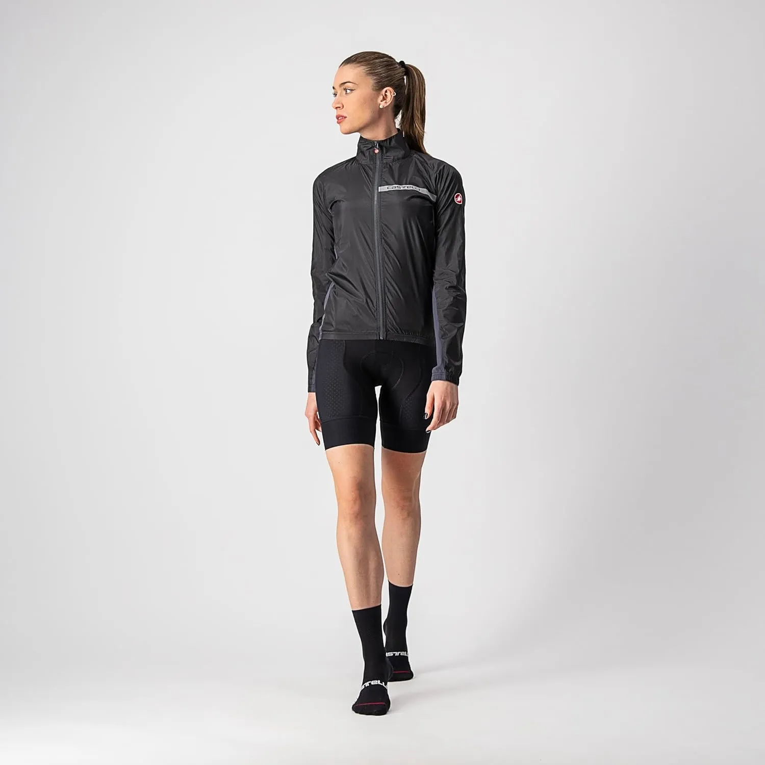 CASTELLI Women’s Squadra Stretch Jacket Windproof Zip Up Shell with High Collar for Road and Gravel Biking I Cycling