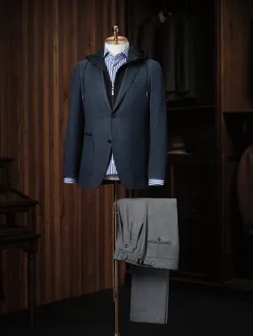 Casual Navy Blazer & Grey Trousers