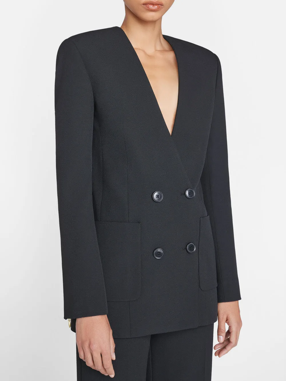 Clean Double Breasted Blazer -- Noir