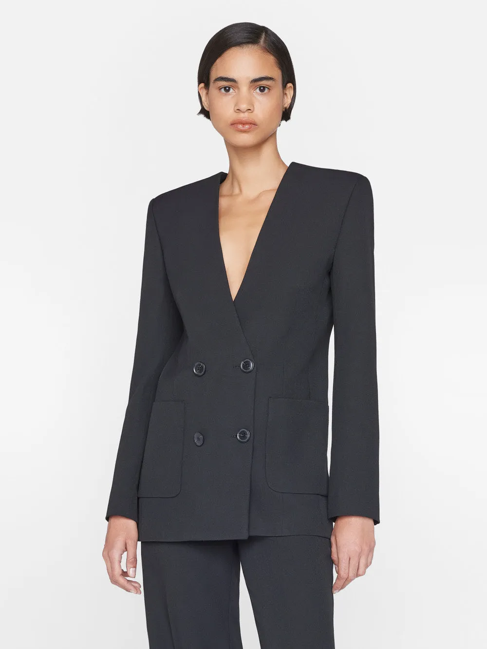Clean Double Breasted Blazer -- Noir