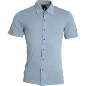 Dolce & Gabbana Light Blue Logo Cotton Collared Polo T-shirt