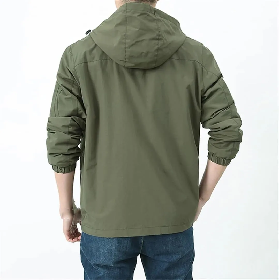 Fnfmrfmr Men's Spring Autumn Tactical Jackets Breathable Zipper Hooded Outdoors Casual Coat