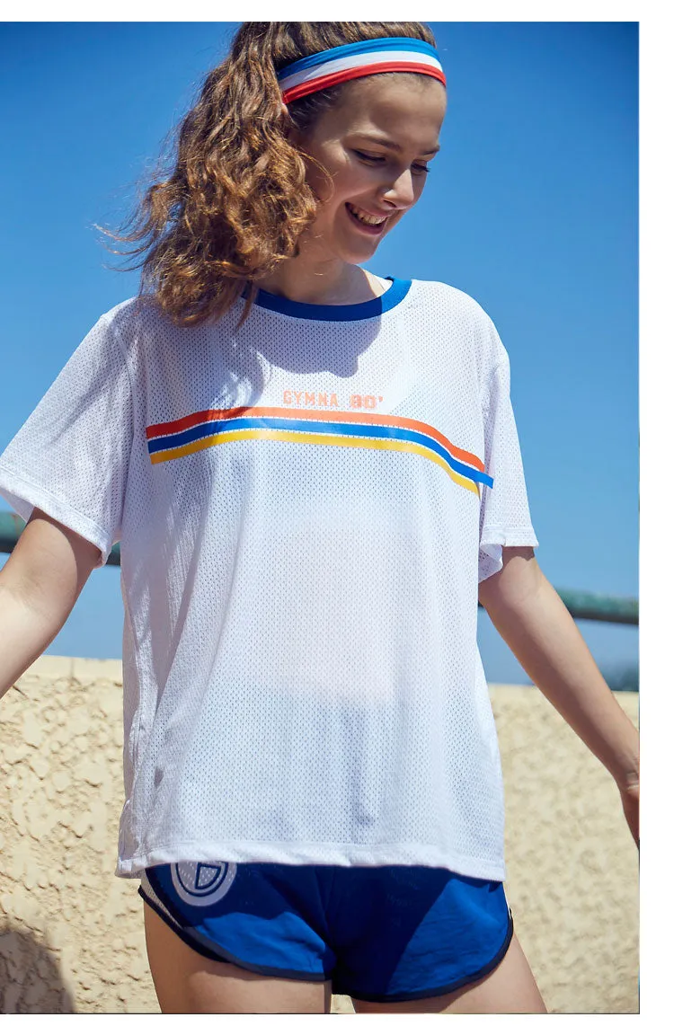 GYMNA MULTI STRIPE BREATHABLE MESH TRAINING T SHIRT