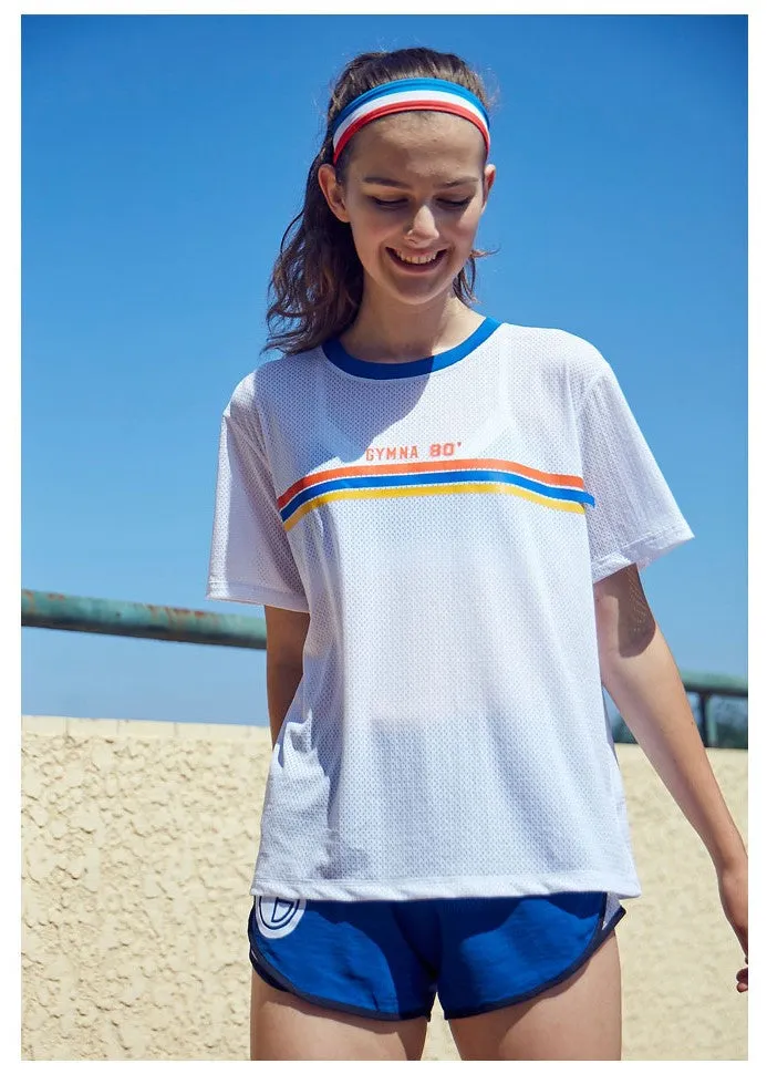 GYMNA MULTI STRIPE BREATHABLE MESH TRAINING T SHIRT