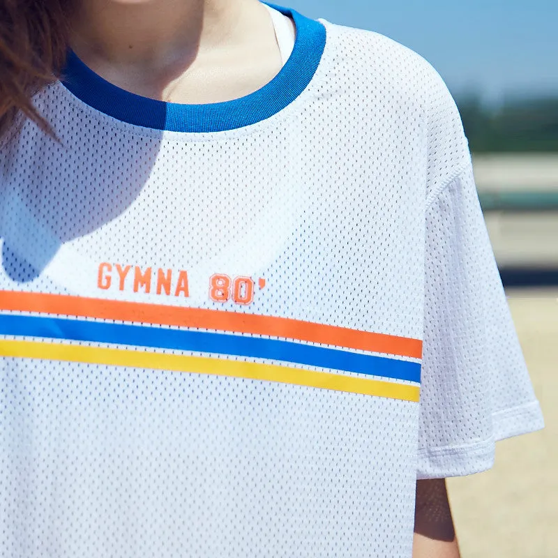 GYMNA MULTI STRIPE BREATHABLE MESH TRAINING T SHIRT