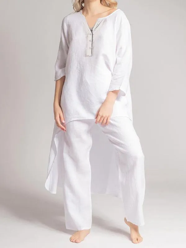 Ivyshape | Casual Linen Two-Piece Set for Women