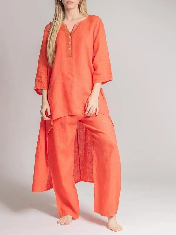 Ivyshape | Casual Linen Two-Piece Set for Women