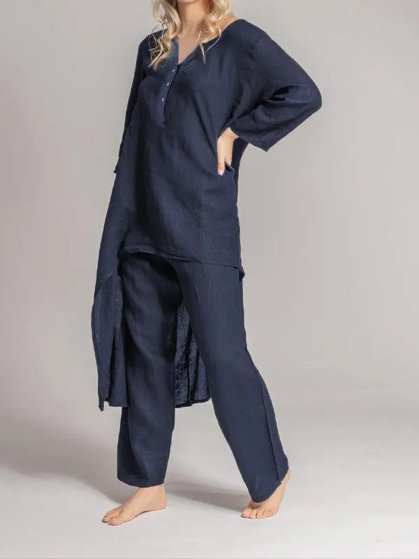 Ivyshape | Casual Linen Two-Piece Set for Women
