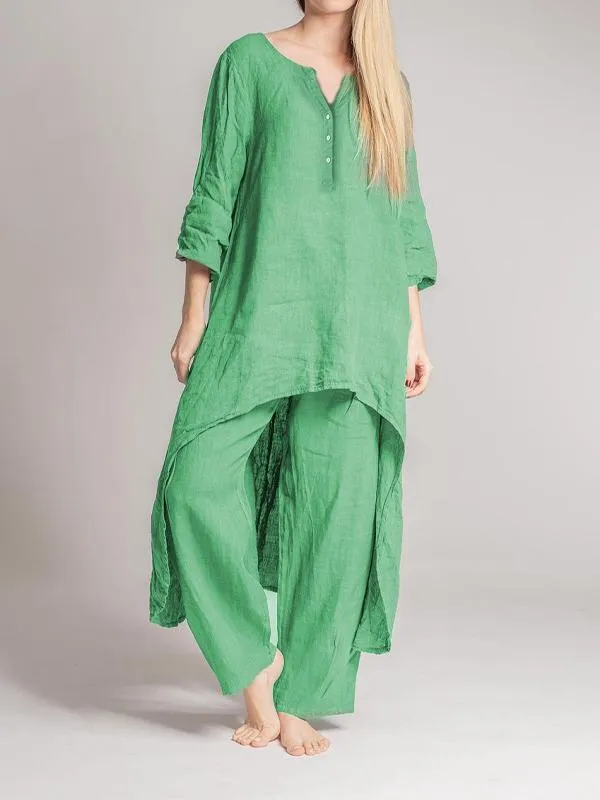 Ivyshape | Casual Linen Two-Piece Set for Women