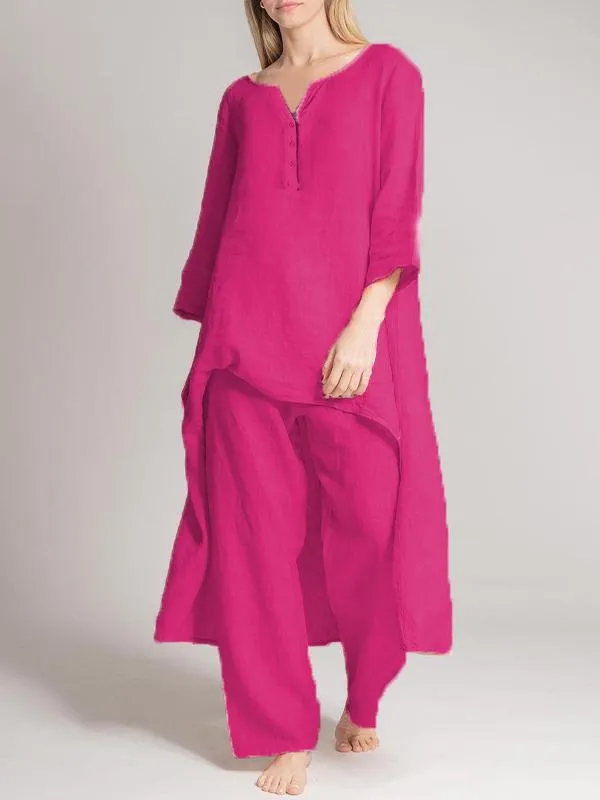 Ivyshape | Casual Linen Two-Piece Set for Women