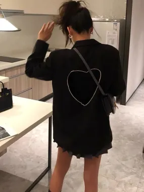 Ivyshape | Cut-Out Heart Blazer