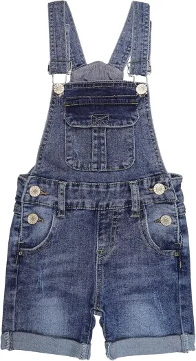 KIDSCOOL SPACE Girls Shorts, Baby Little Girls Stretchy Denim Shortalls