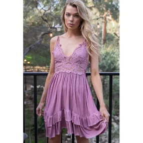Lace Top Washed Dress