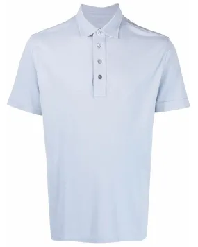 Light Blue Cotton and Silk Polo