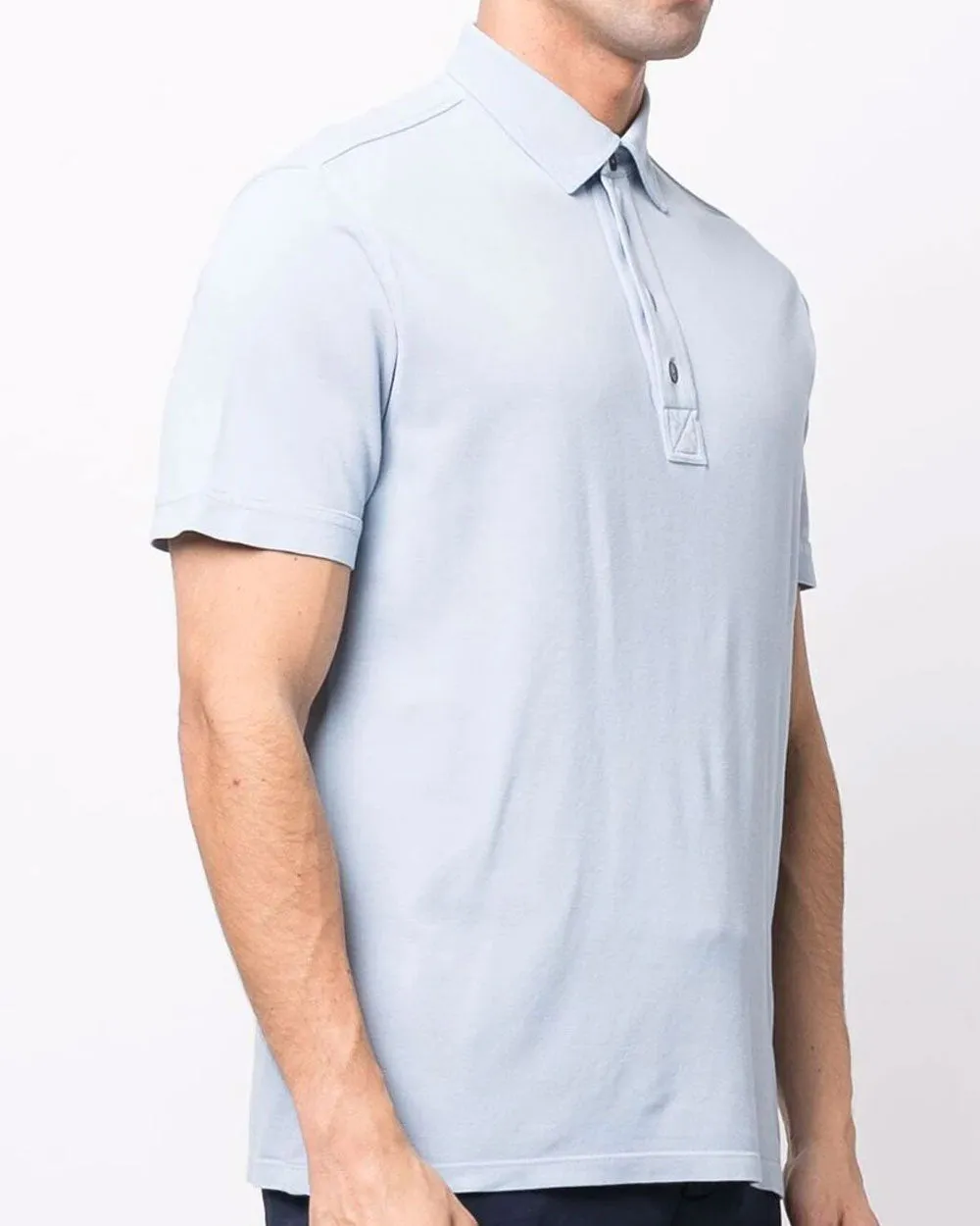 Light Blue Cotton and Silk Polo