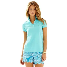 Lilly Pulitzer Island Polo Shirt TransDry LIght Aqua Medium