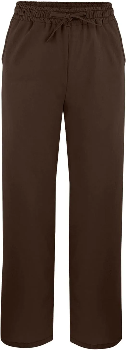 Linen Pants for Women 2025 Summer Drawstring Straight Leg Cropped Lounge Pant Casual Loose Lightweight Beach Trousers