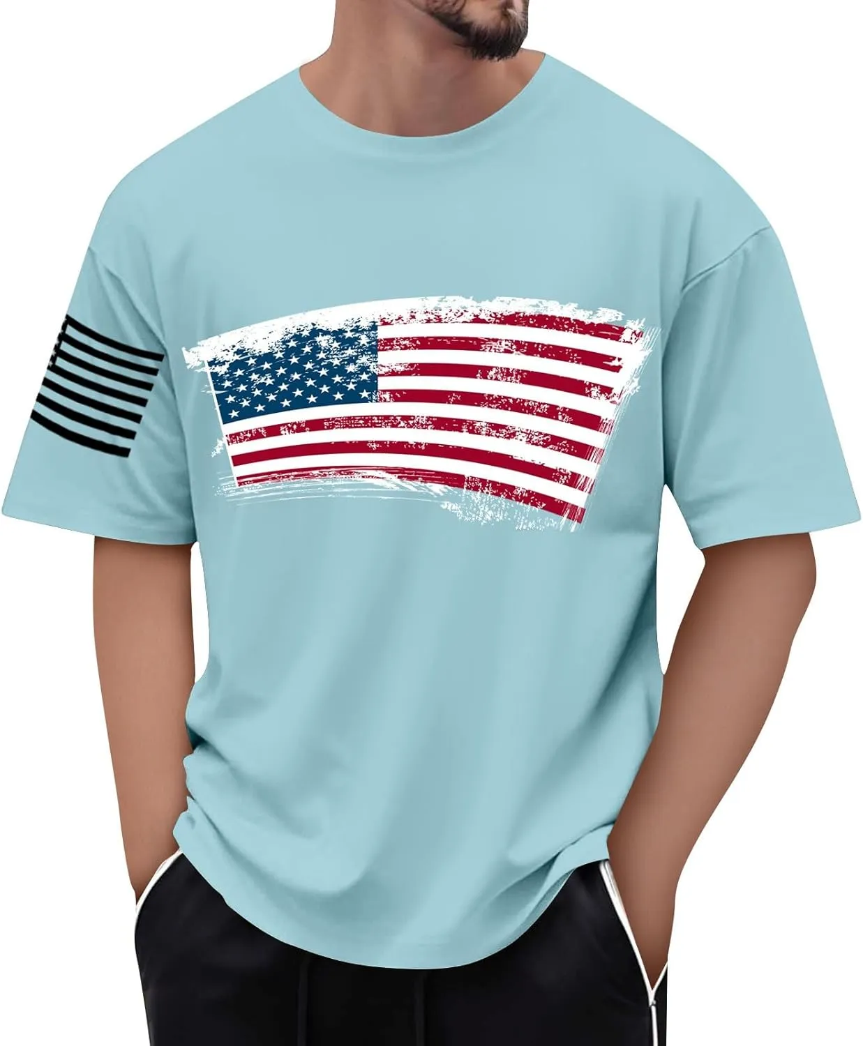 Men's American Flag Shirt Sleeve 1776 USA Graphic Dry Fit Cotton Comfortable T-Shirts Fourth of July 's Shirts