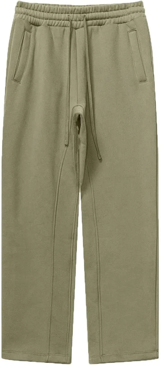 Men's Casual Wide Leg Track Pants Elastic Waist Drawstring Jogger Pants Fashion Loose Long Trousers with Pockets