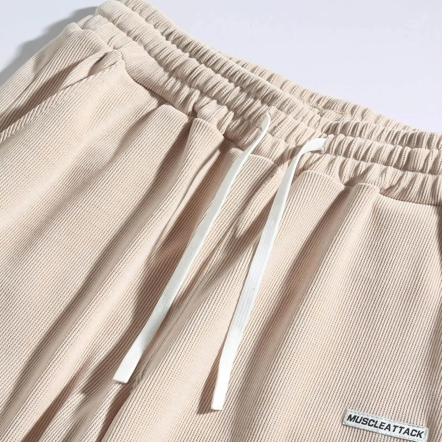 Men's Corduroy Pants Casual Loose Drawstring Elastic Waist Straight Wide Leg Jogger Sweatpant Trousers with Pockets