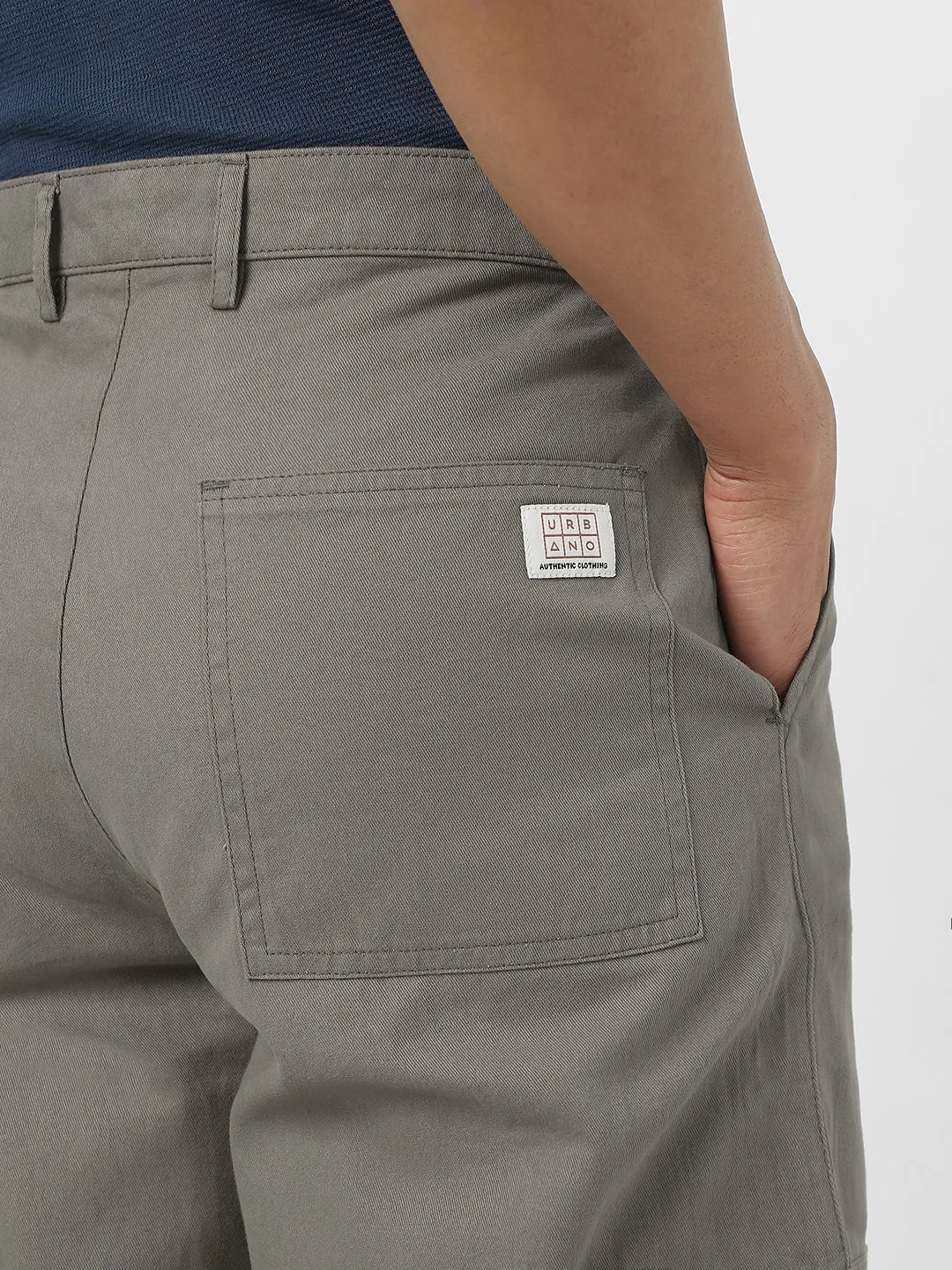 Men's Grey Loose Baggy Fit Solid Cargo Chino Pant with 6 Pockets Non-Stretchable
