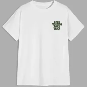 Men's Plus Size Loose Breathable Round Neck Letter Print Short Sleeve T-Shirt