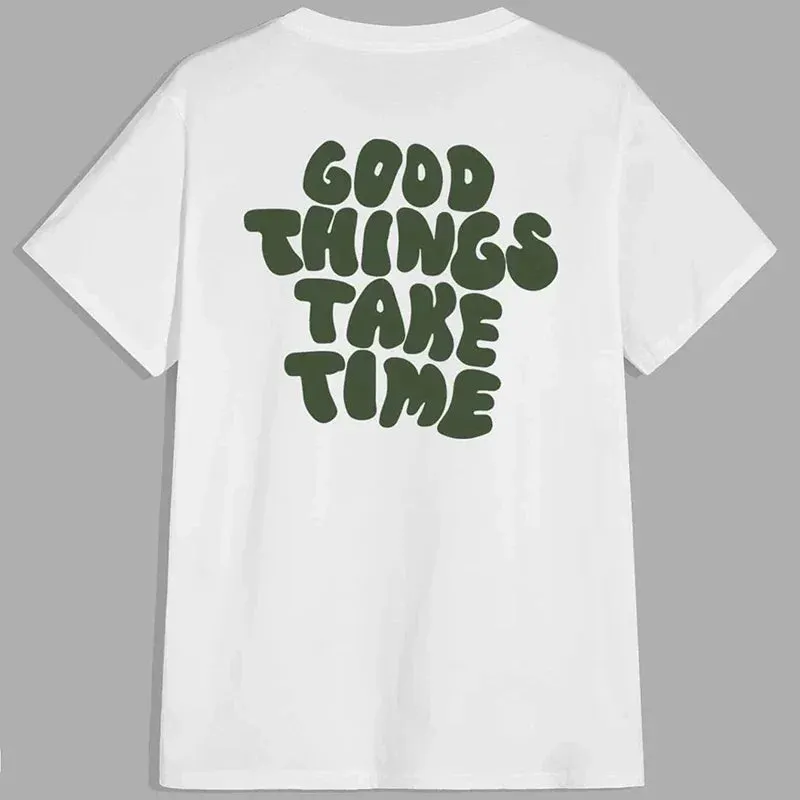 Men's Plus Size Loose Breathable Round Neck Letter Print Short Sleeve T-Shirt