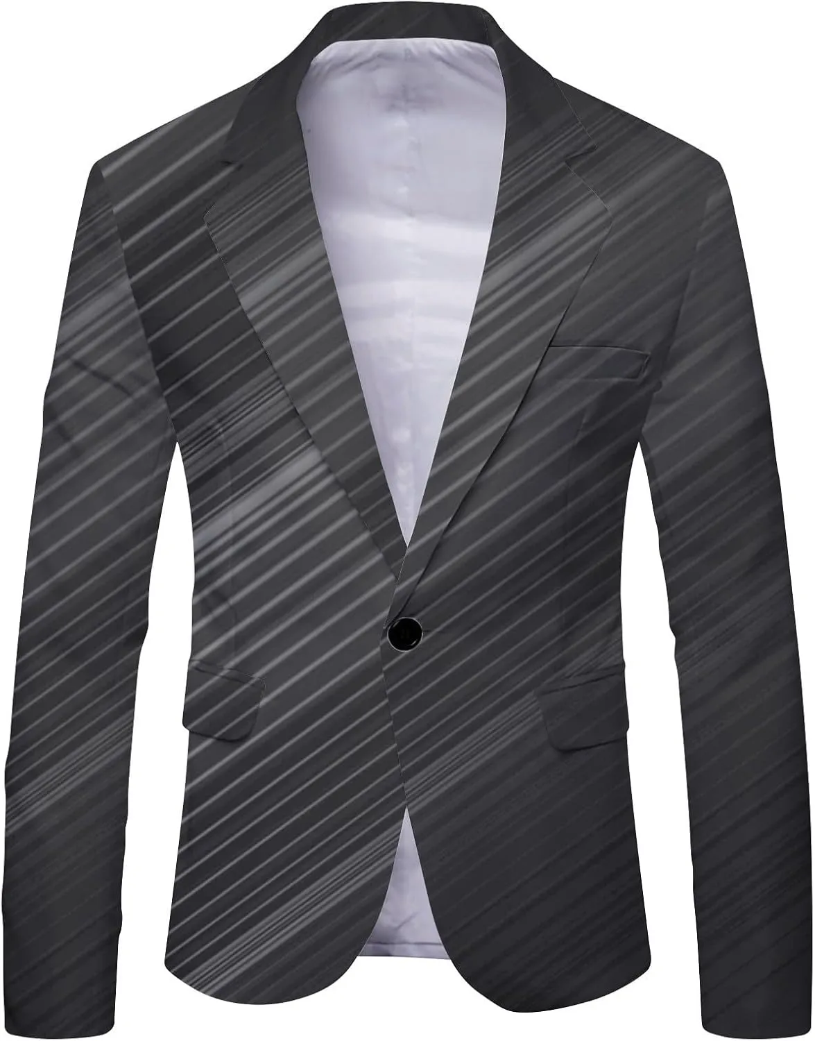Men's Striped Print Blazer One Button Regular Fit Sport Coat Fashionable Casual Comfortable Business Workout Blazer