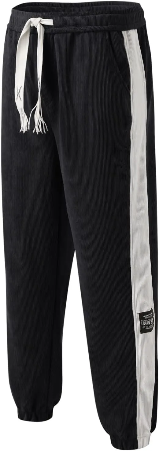 Mens Workout Cargo Sweatpants Casual Pants Slim fit with Zipper Pockets Men's Fleece Lined Pants Water Resistant Warm