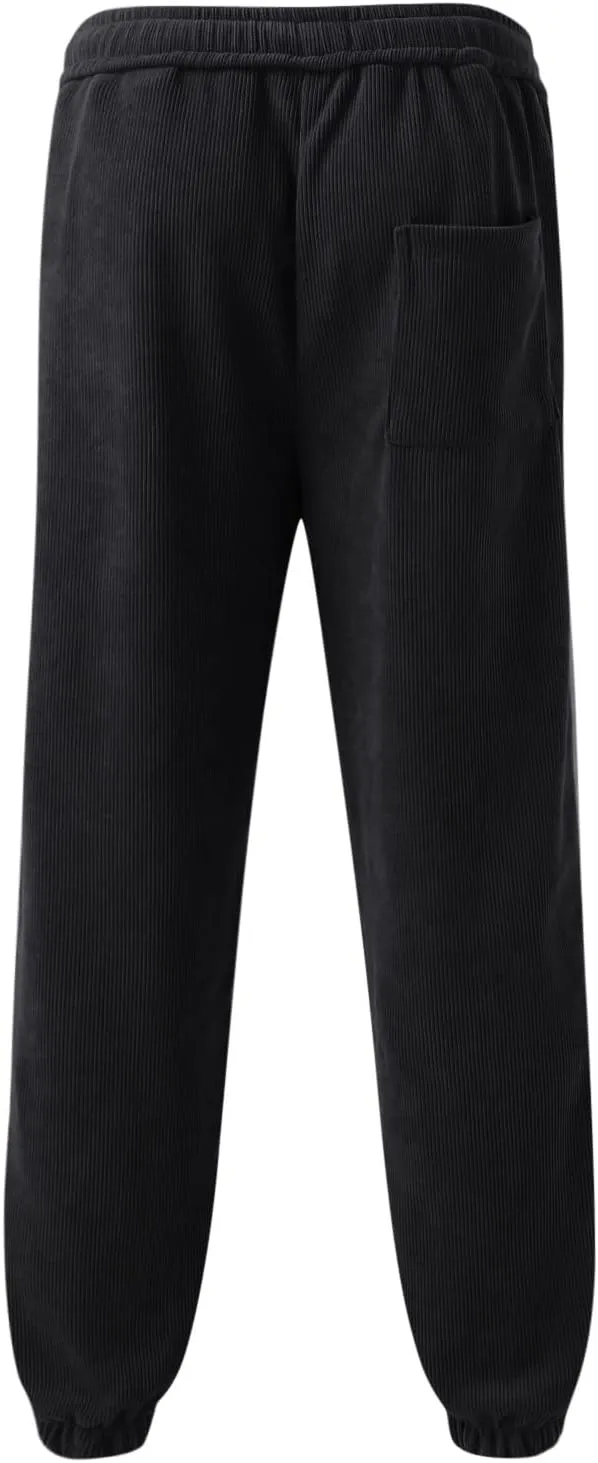 Mens Workout Cargo Sweatpants Casual Pants Slim fit with Zipper Pockets Men's Fleece Lined Pants Water Resistant Warm