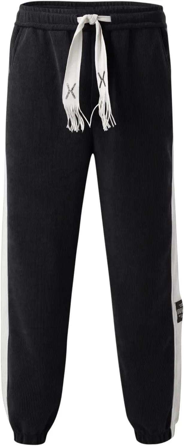 Mens Workout Cargo Sweatpants Casual Pants Slim fit with Zipper Pockets Men's Fleece Lined Pants Water Resistant Warm