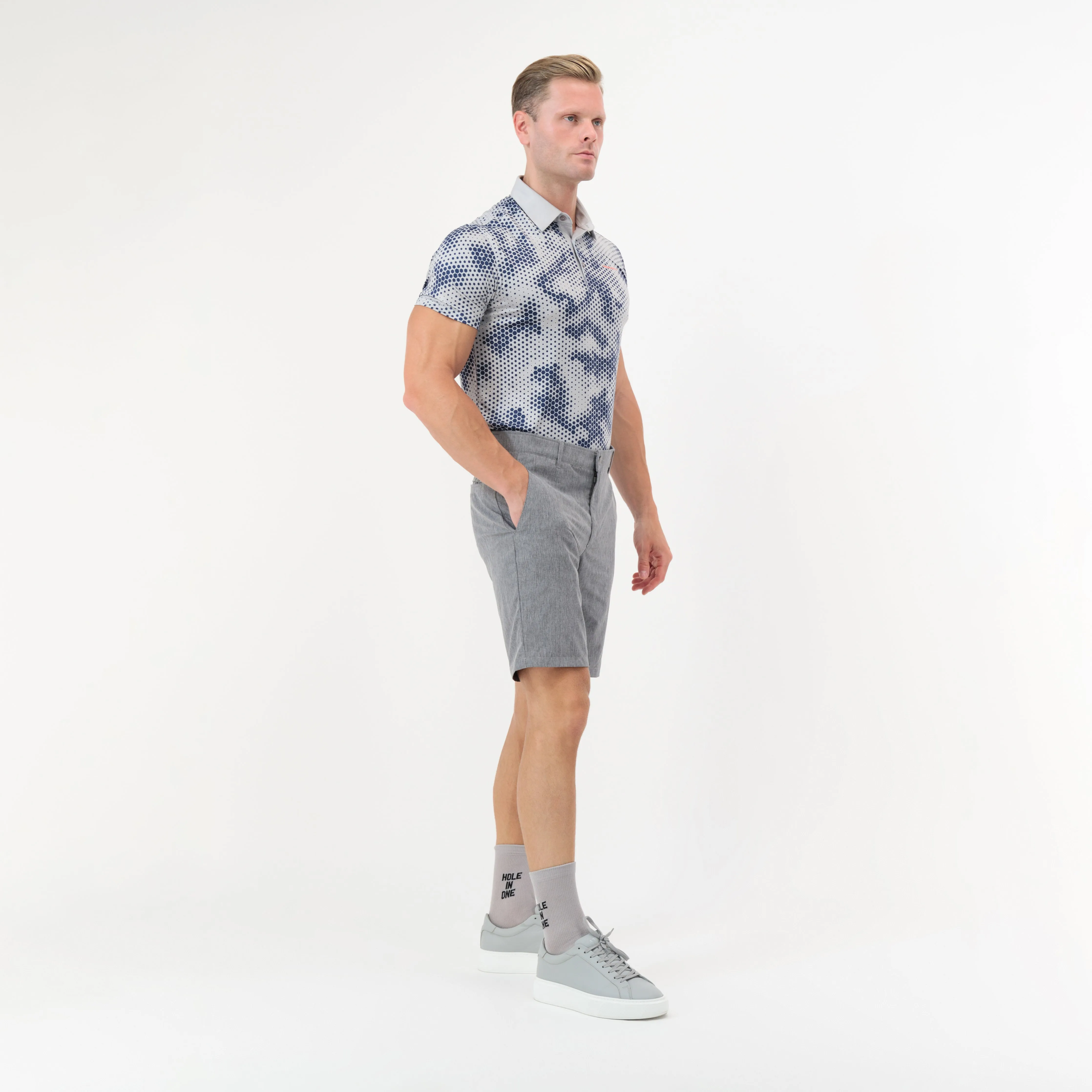 Moderno Pixel Comb Light Grey Men’s Golf Polo