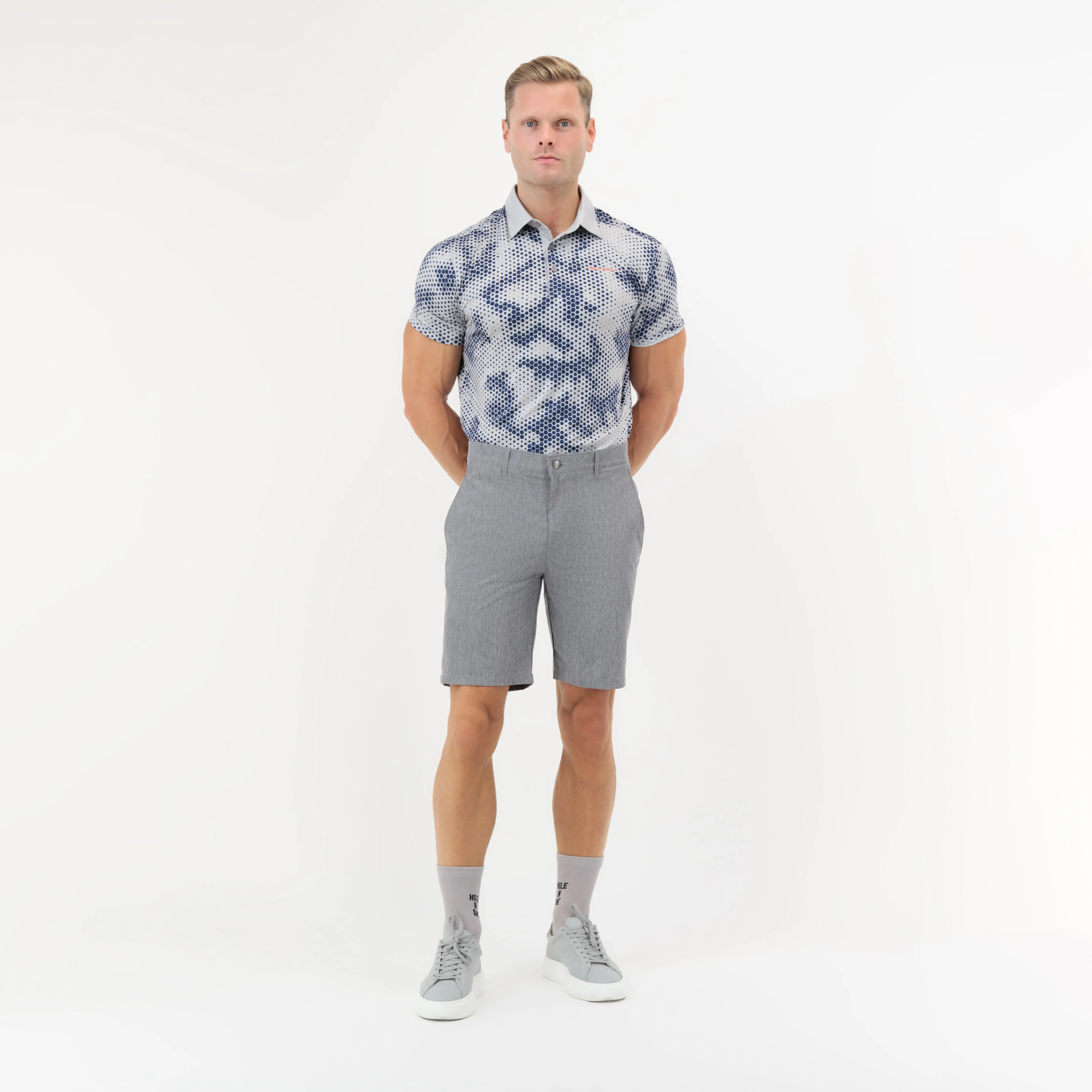 Moderno Pixel Comb Light Grey Men’s Golf Polo