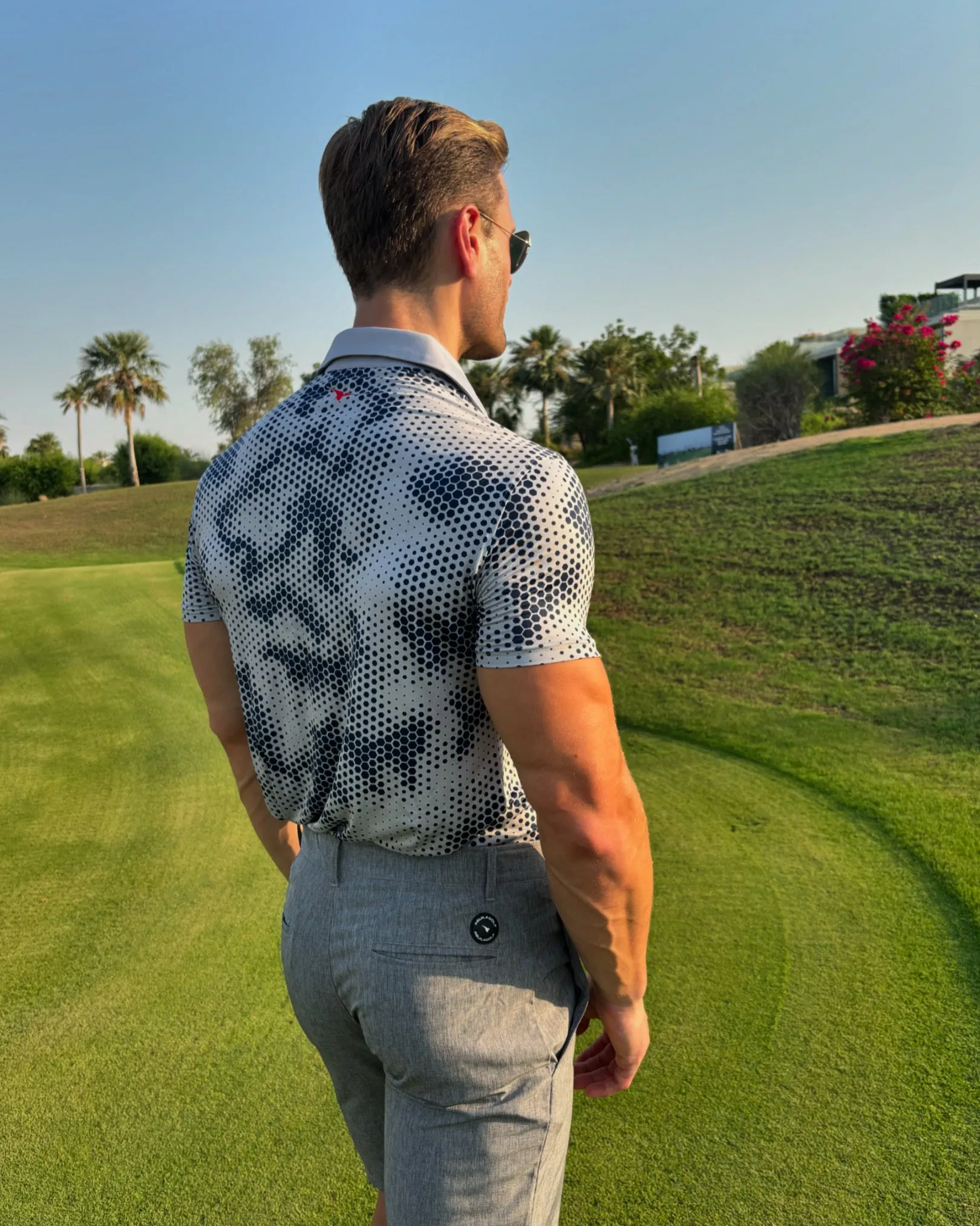 Moderno Pixel Comb Light Grey Men’s Golf Polo