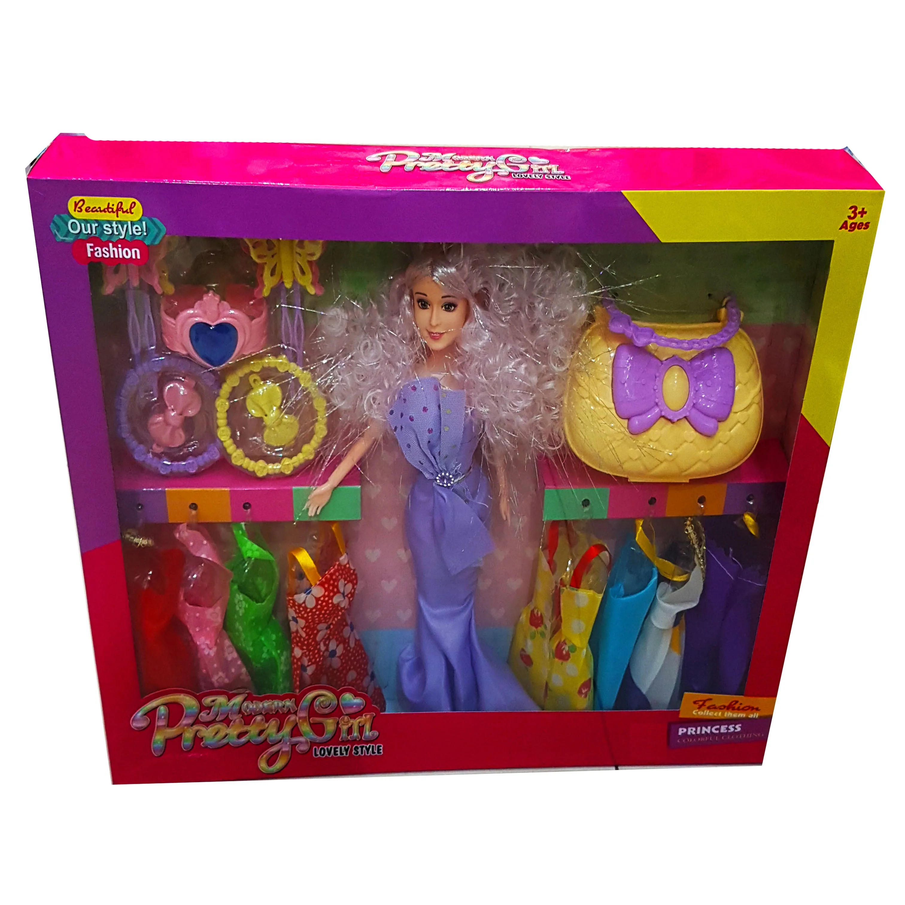 New Arrival: Modern Pretty Girl Doll with 8 Stylish Dresses & Accessories - Perfect Gift for Girls Up To 10 Years  Trendy Toy for Young Fashion Enthusiasts