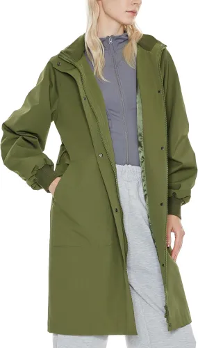 Orolay Women's Casual Hooded Raincoat Spring Light Jacket Zip Up Long Overcoat Warm Windbreaker with Belt