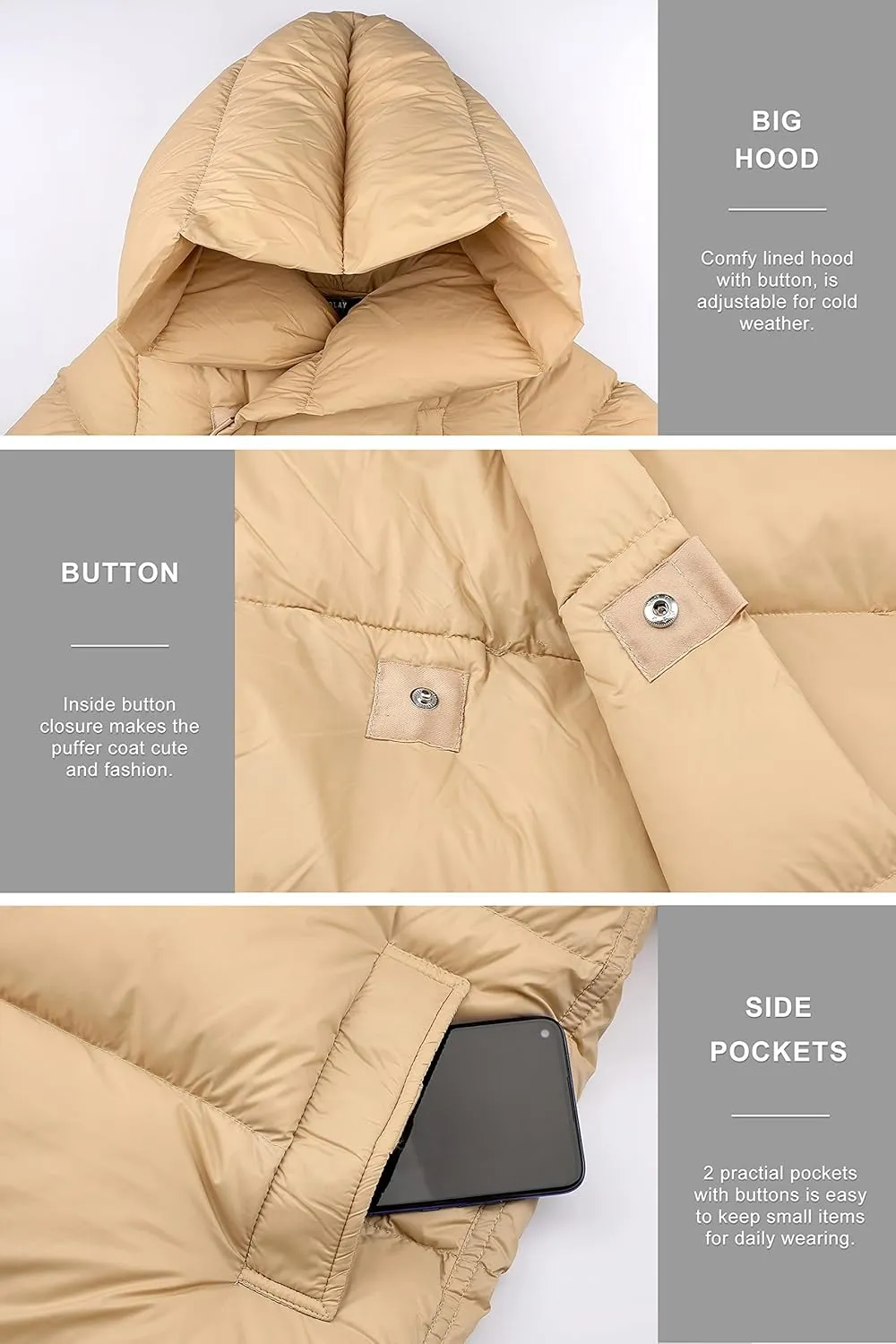 Orolay Women‘s Puffer Down Jacket Long Winter Coat with Warm Hood