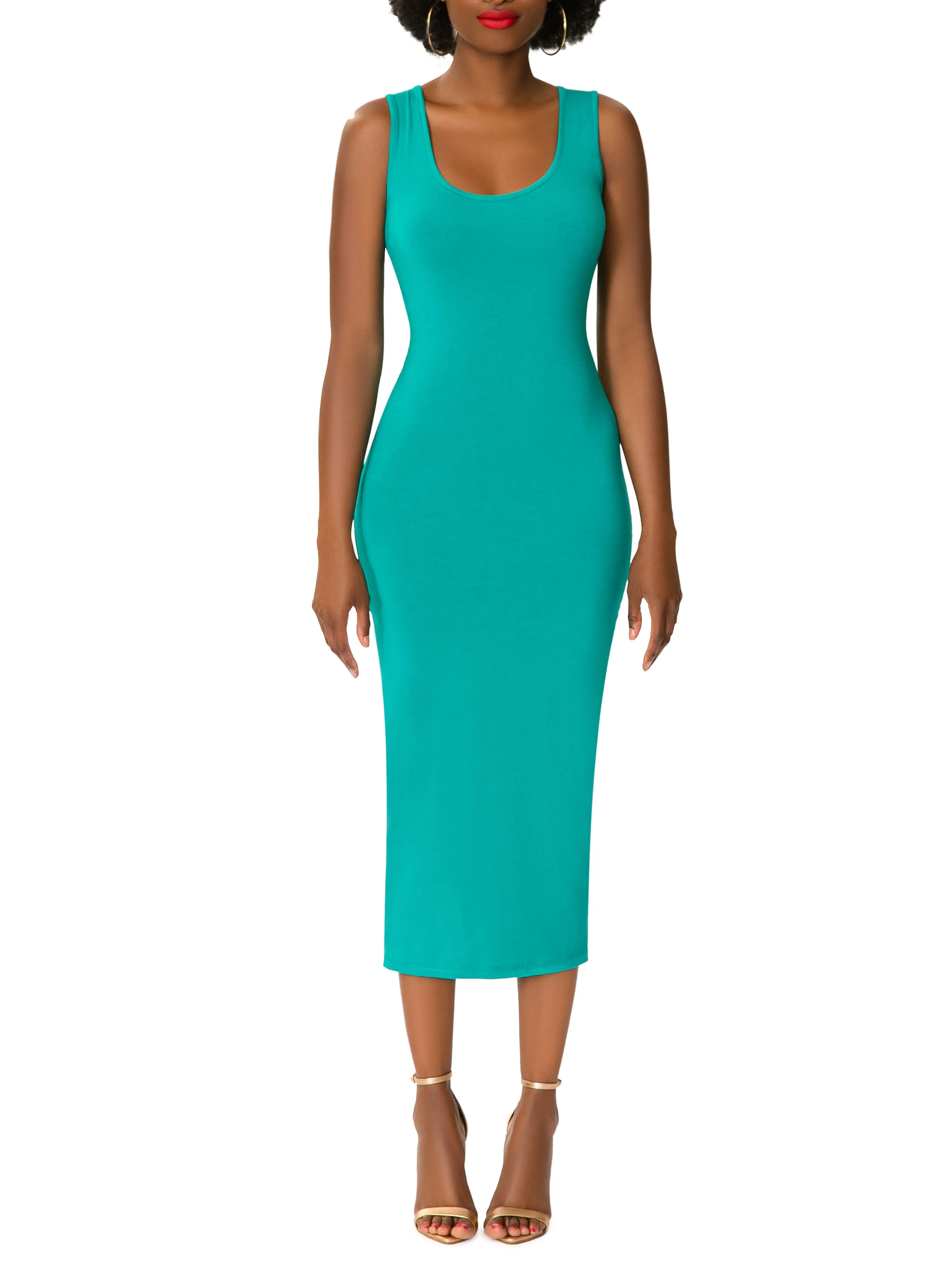 "June" Emerald Jersey Tank Dress