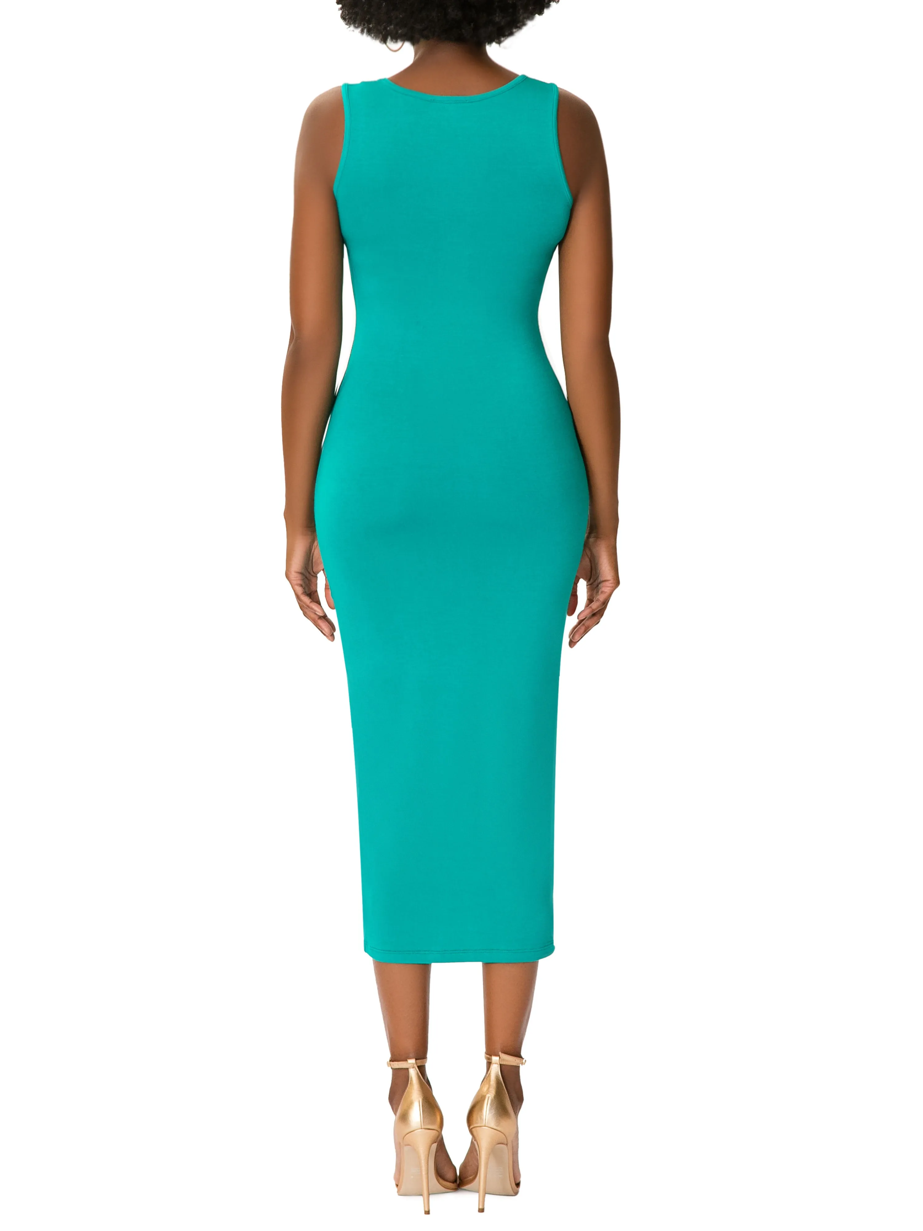 "June" Emerald Jersey Tank Dress