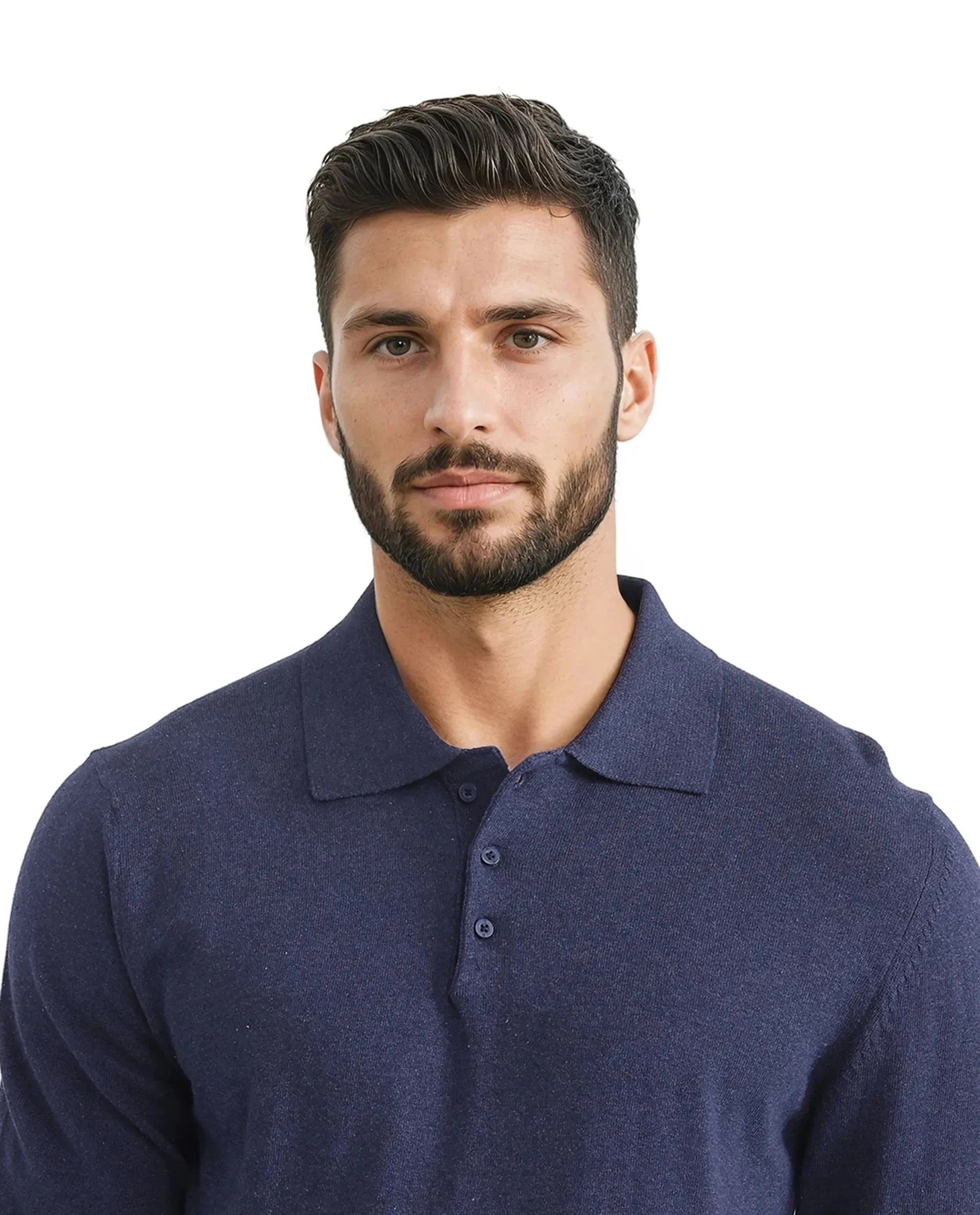 Rare Rabbit Men Pyer Navy Full Sleeve Collared Collar Button Closure Plain Polo