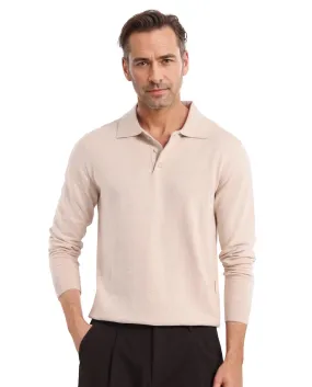 Rare Rabbit Men Pyer Off White Full Sleeve Spread Collar Button Closure Flat Knit Plain Polo
