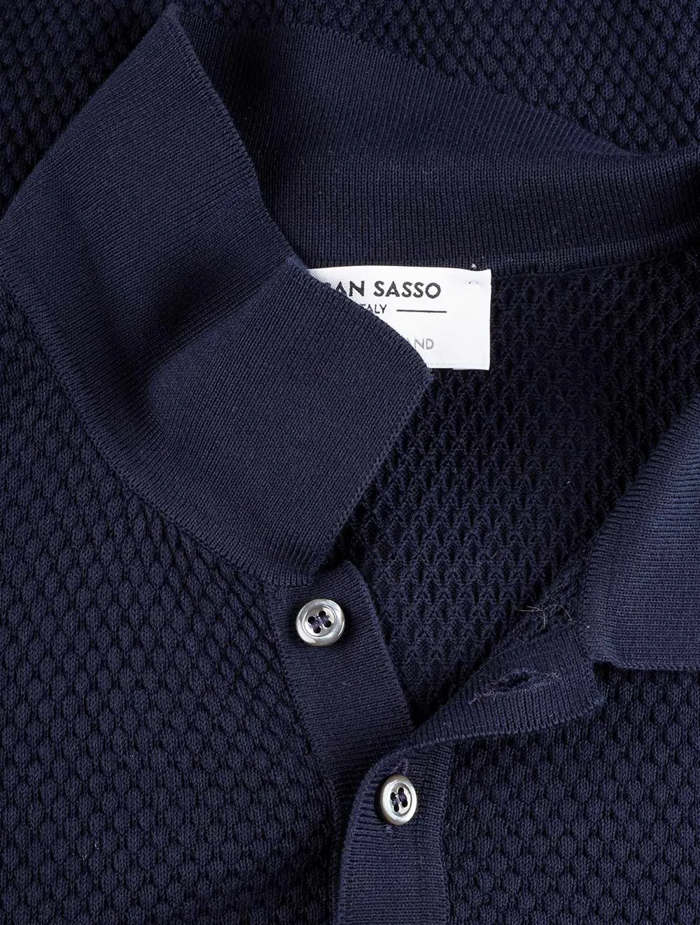 Ribbed Short Sleeve Polo Navy