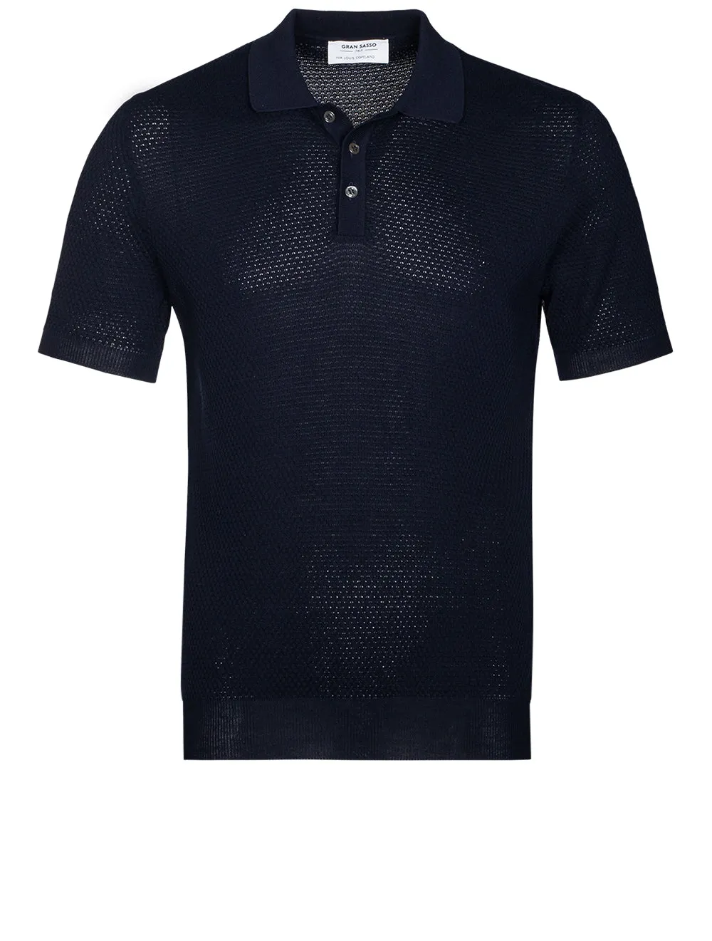 Ribbed Short Sleeve Polo Navy