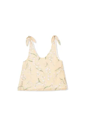 SAMPLE - Tie Top Tank - Ivory Lily of the Valley