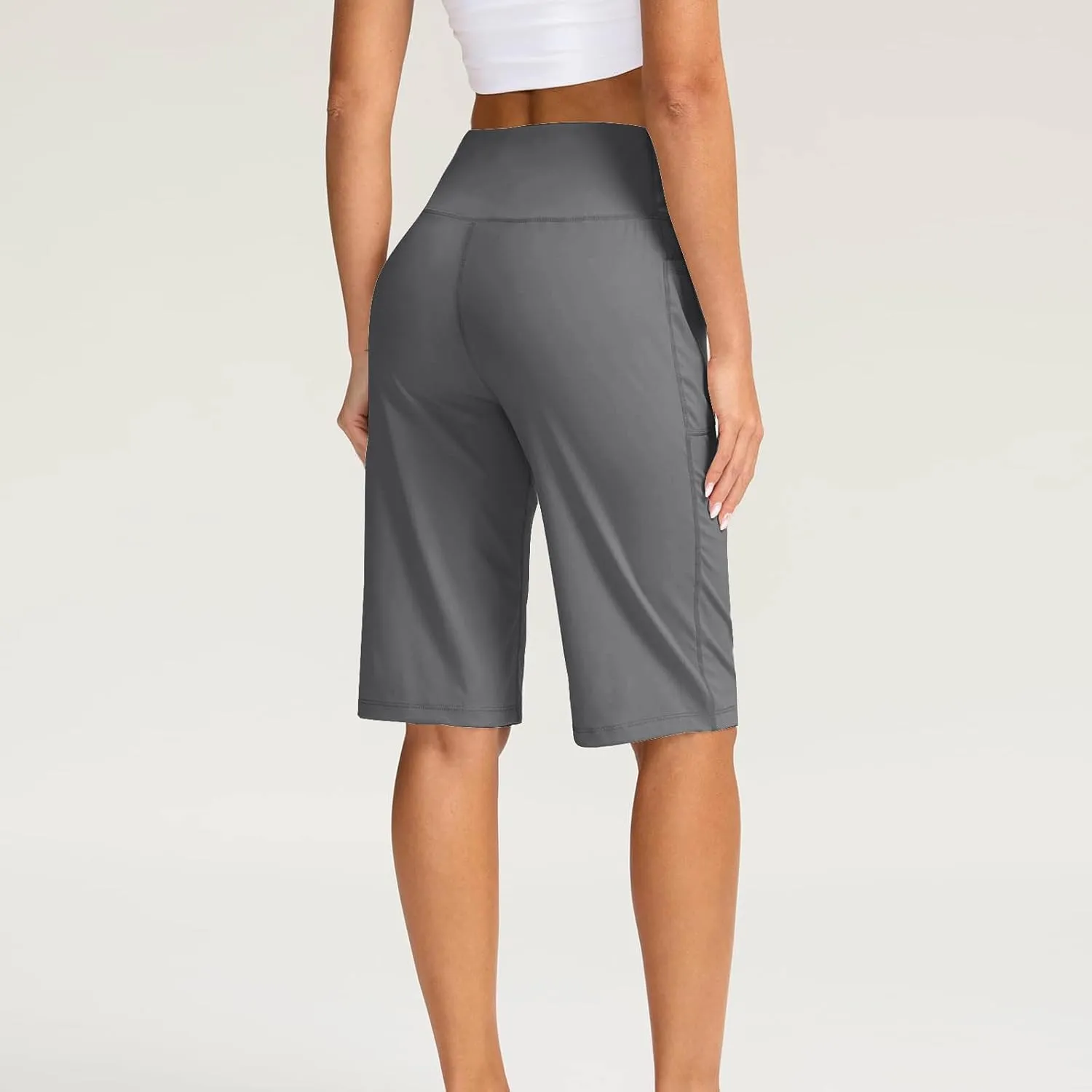 Sports Shorts for Women Casual Loose Pocketed Comfortable High-Waisted Knee High Fitted Casual Stretchy Athletic Pant